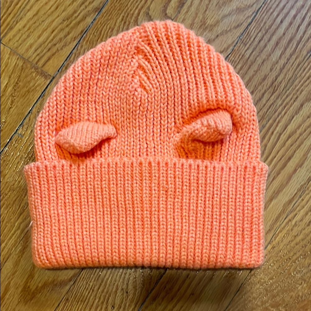 C.C Orange Ribbed Knit Slouchy Hat